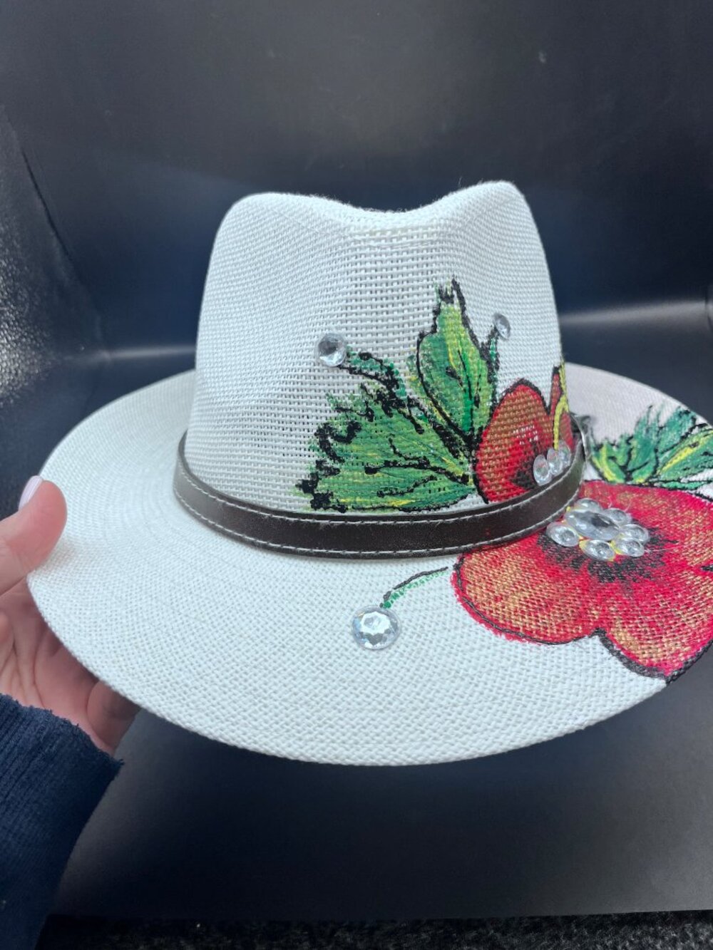 Hand Custom Painted Floral Hat